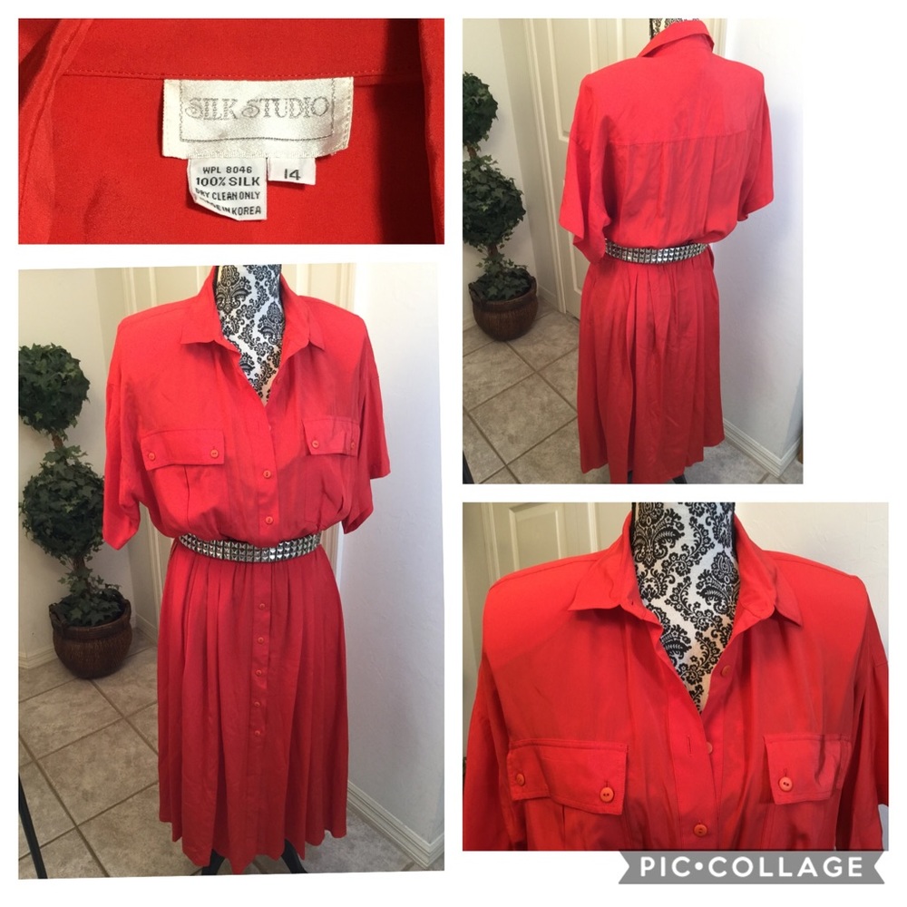 SILK STUDIO - Tea length Red dress